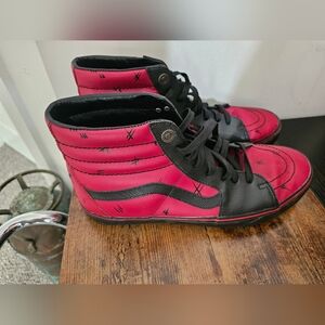 Vans Pink and Black High-Top Sneakers